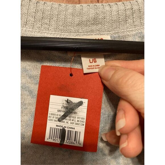 Mossimo Large NWT Women's Boyfriend Printed sweater Cardigan Grey/Blue - Picture 5 of 6